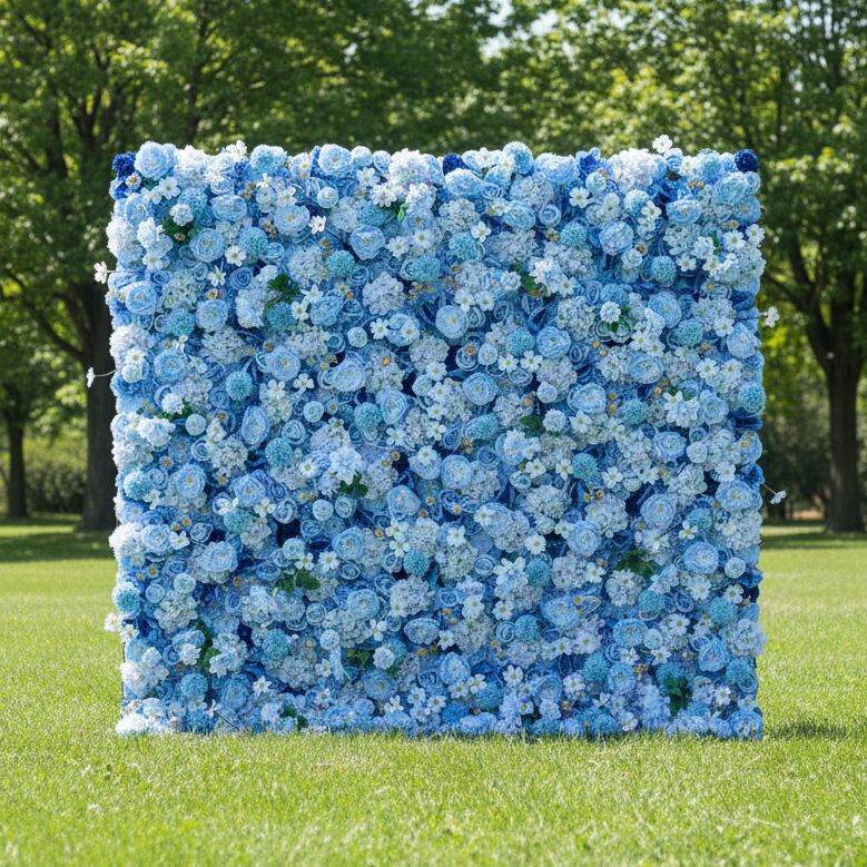 Valar Flowers 소개: Azure Blooms Gala – 하늘색 및 진주빛 흰색 패브릭 꽃의 매혹적인 메들리 – 여름 축제, 축하 및 현대적인 홈 액센트를 위한 최고의 꽃 디스플레이-VF-219-4