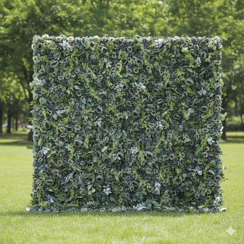 Valar Flower Enchanted Forest – 은은한 흰색 액센트가 있는 다양한 녹지의 촘촘한 혼합 – 이상적인 녹색 벽 VF-222-3