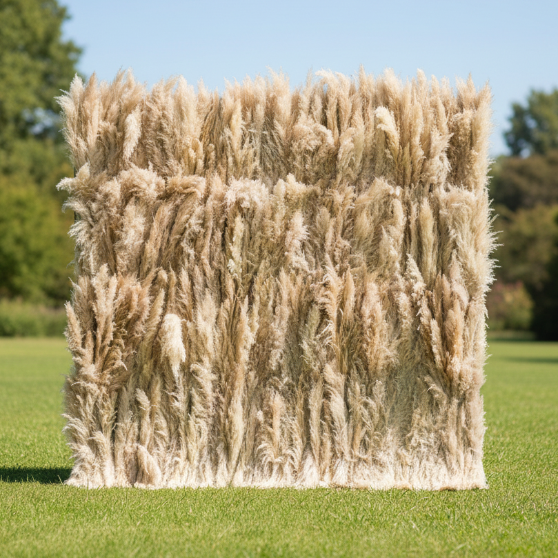 ValarFlowers 인공 꽃 벽 배경: 황금 초원 인공 꽃 벽 배경: 속삭이는 팜파스 잔디 에디션-VF-266