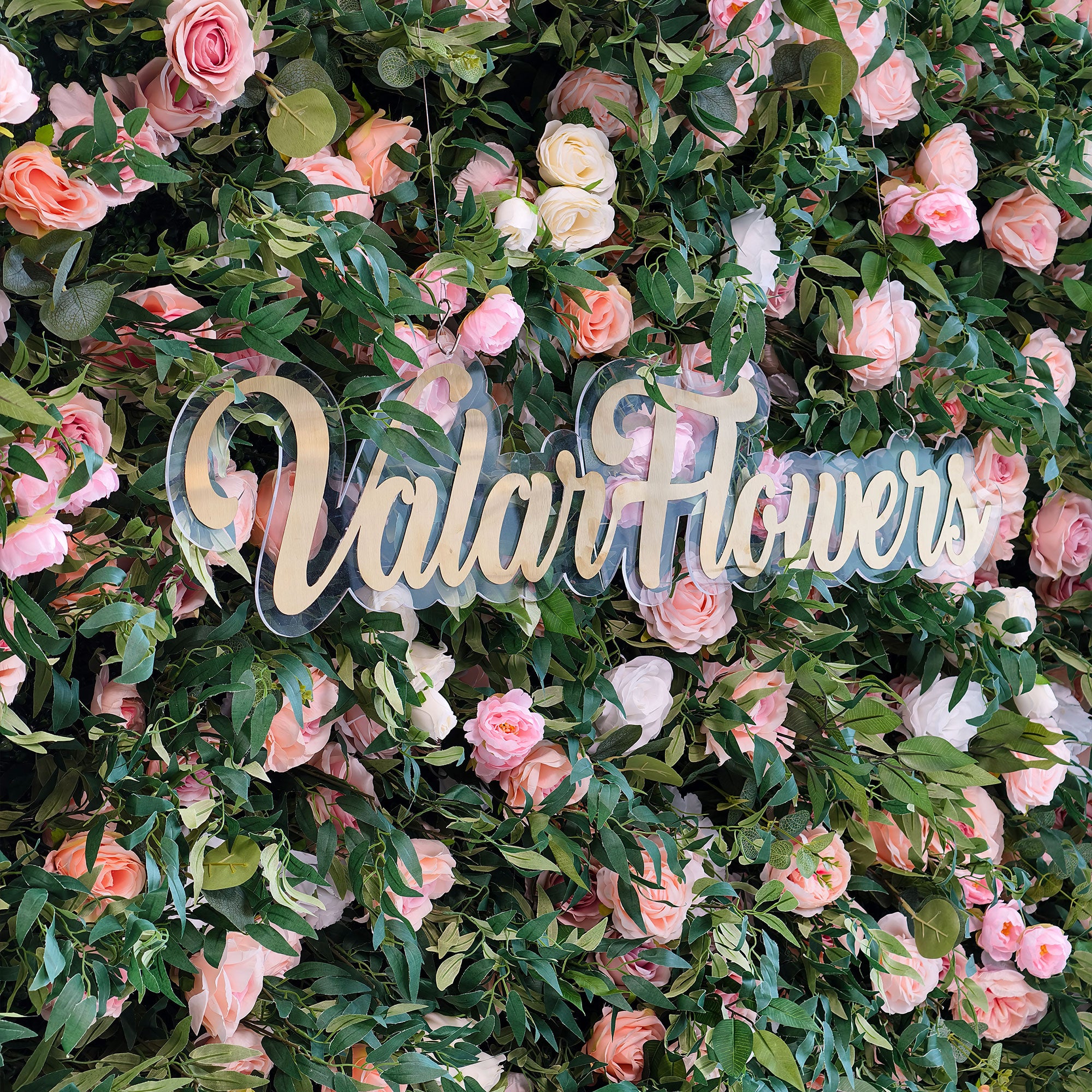 Green & Blush Rose Flower Wall Backdrop – Perfect for Weddings, Garden-Themed Events, Photoshoots & Elegant Decor – Artificial Floral Display VF-341-3