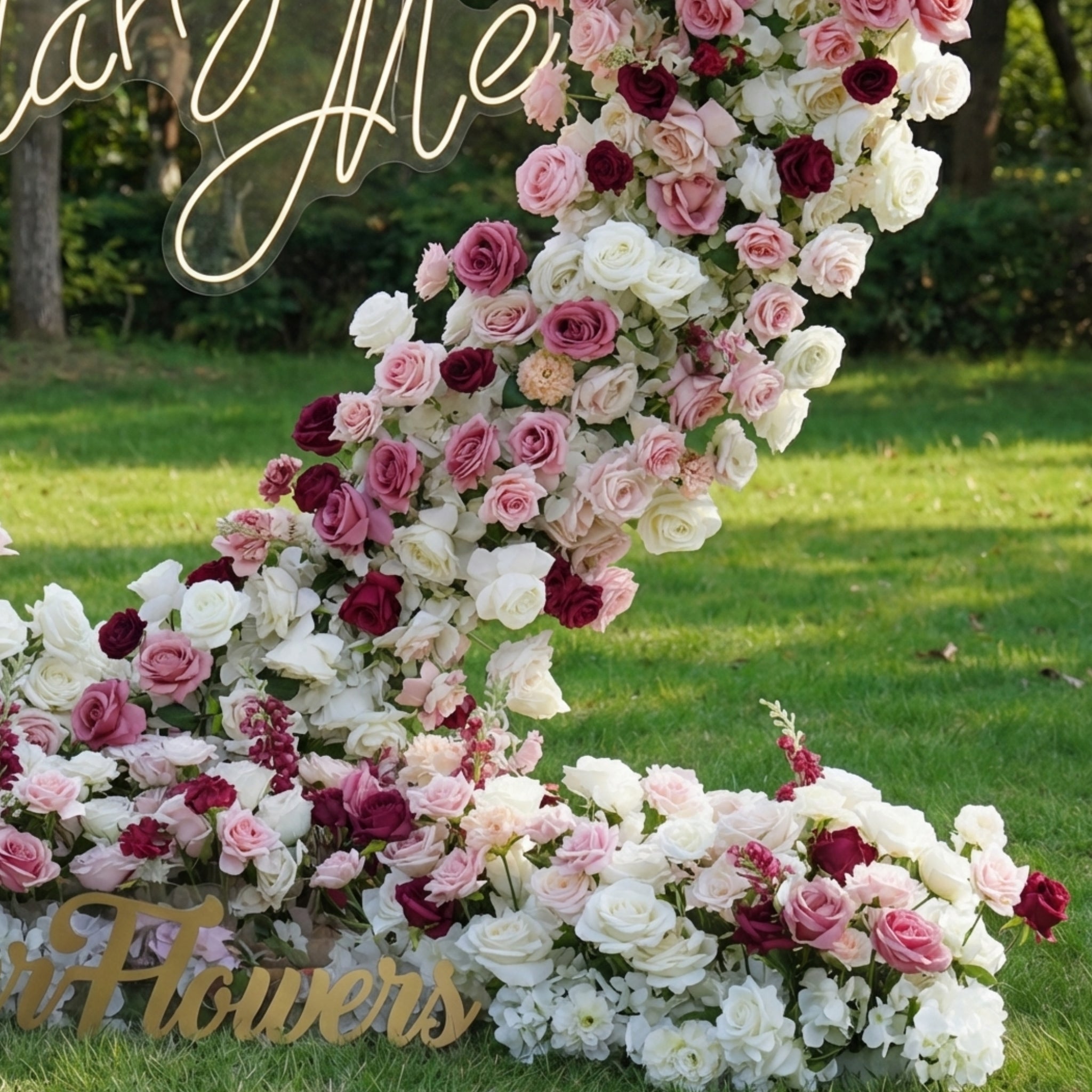 하트 모양 인조 장미 아치 – 로맨틱한 결혼식 세리머니 배경, 이벤트 장식 및 꽃 전시 HA-403