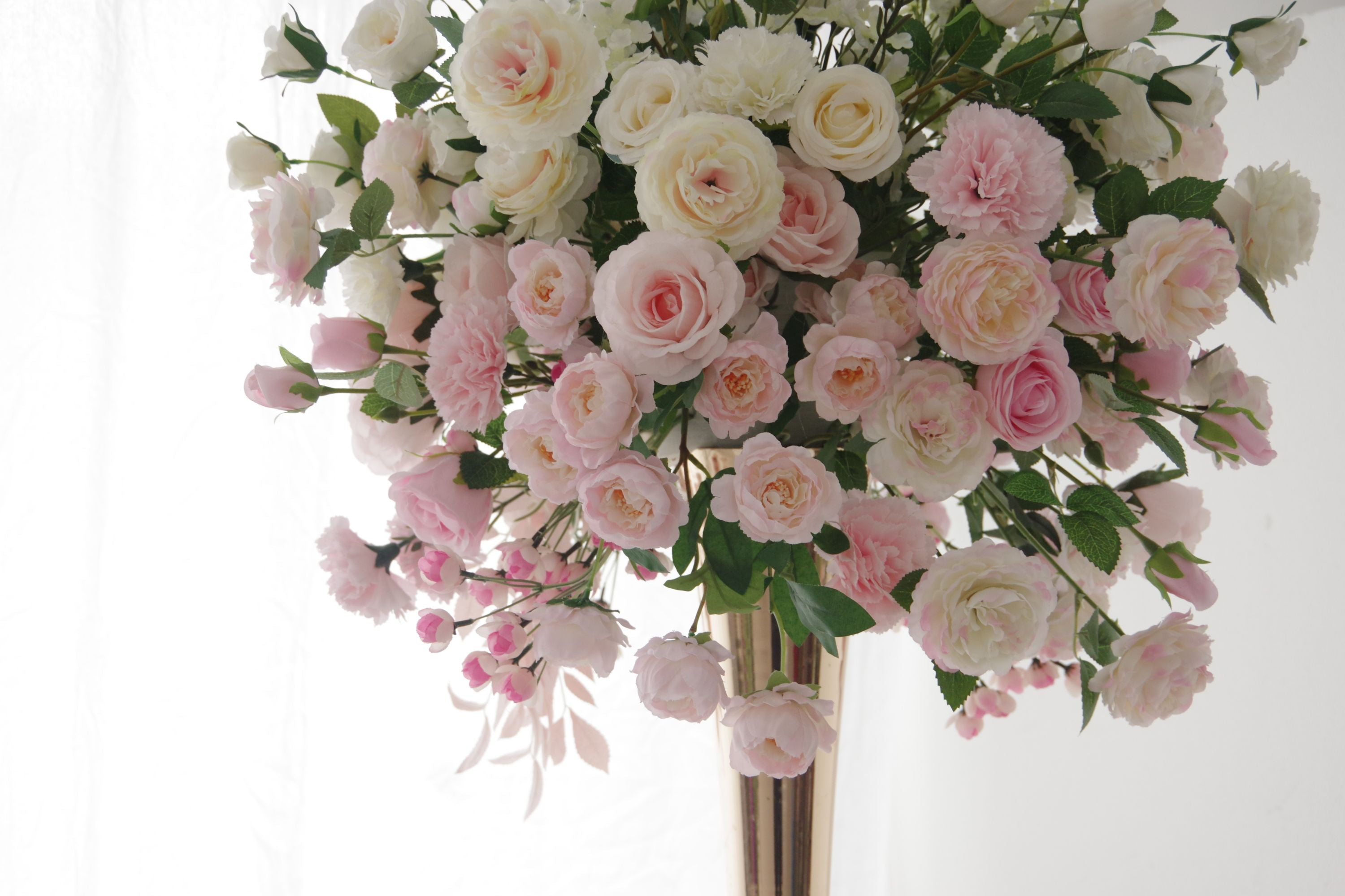 Elegant Whispers - Delicate Array of Pink Roses Amidst a Veil of White Blooms FB-060
