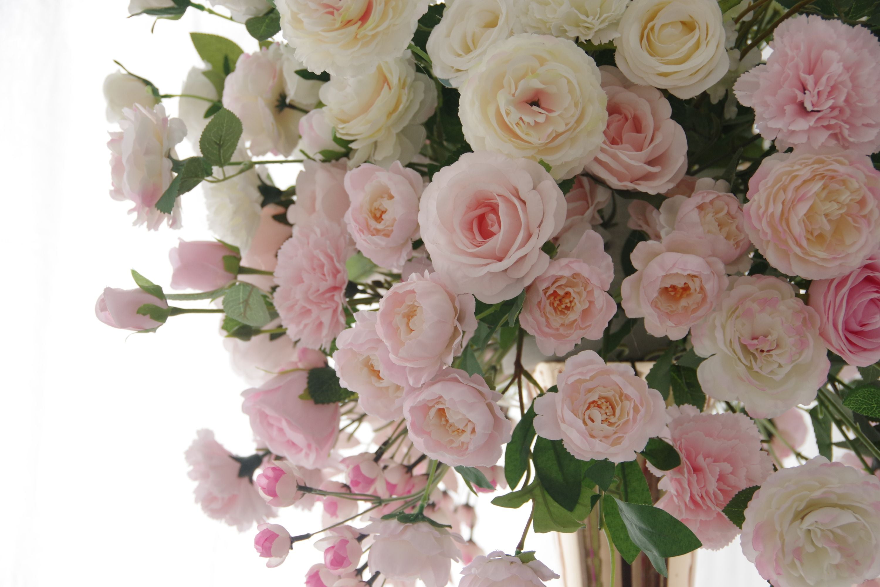 Elegant Whispers - Delicate Array of Pink Roses Amidst a Veil of White Blooms FB-060