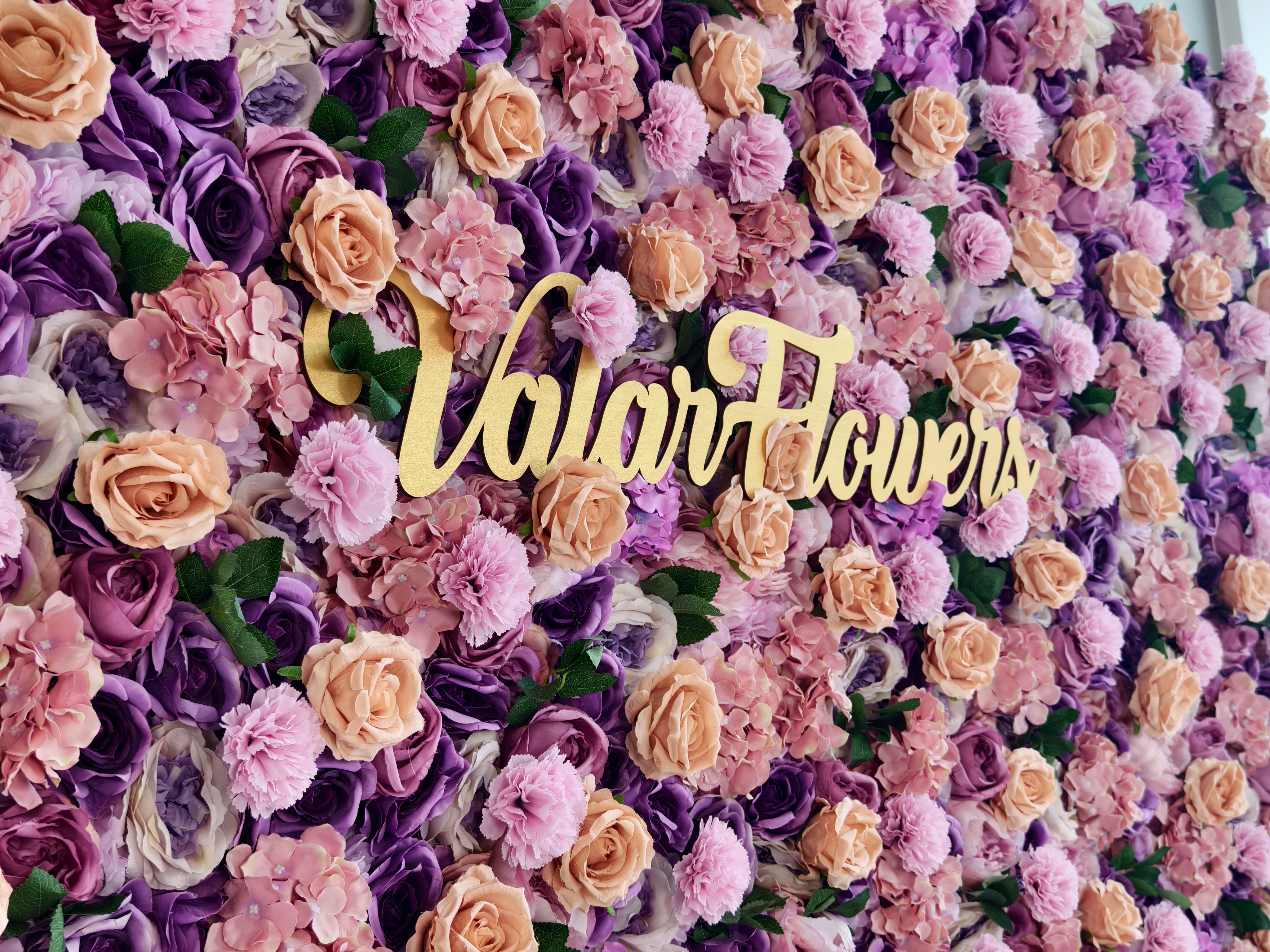 ValarFlowers Artificial Floral Wall Backdrop: Lavish Lavender Lushness - The Radiance of Rosy Romance