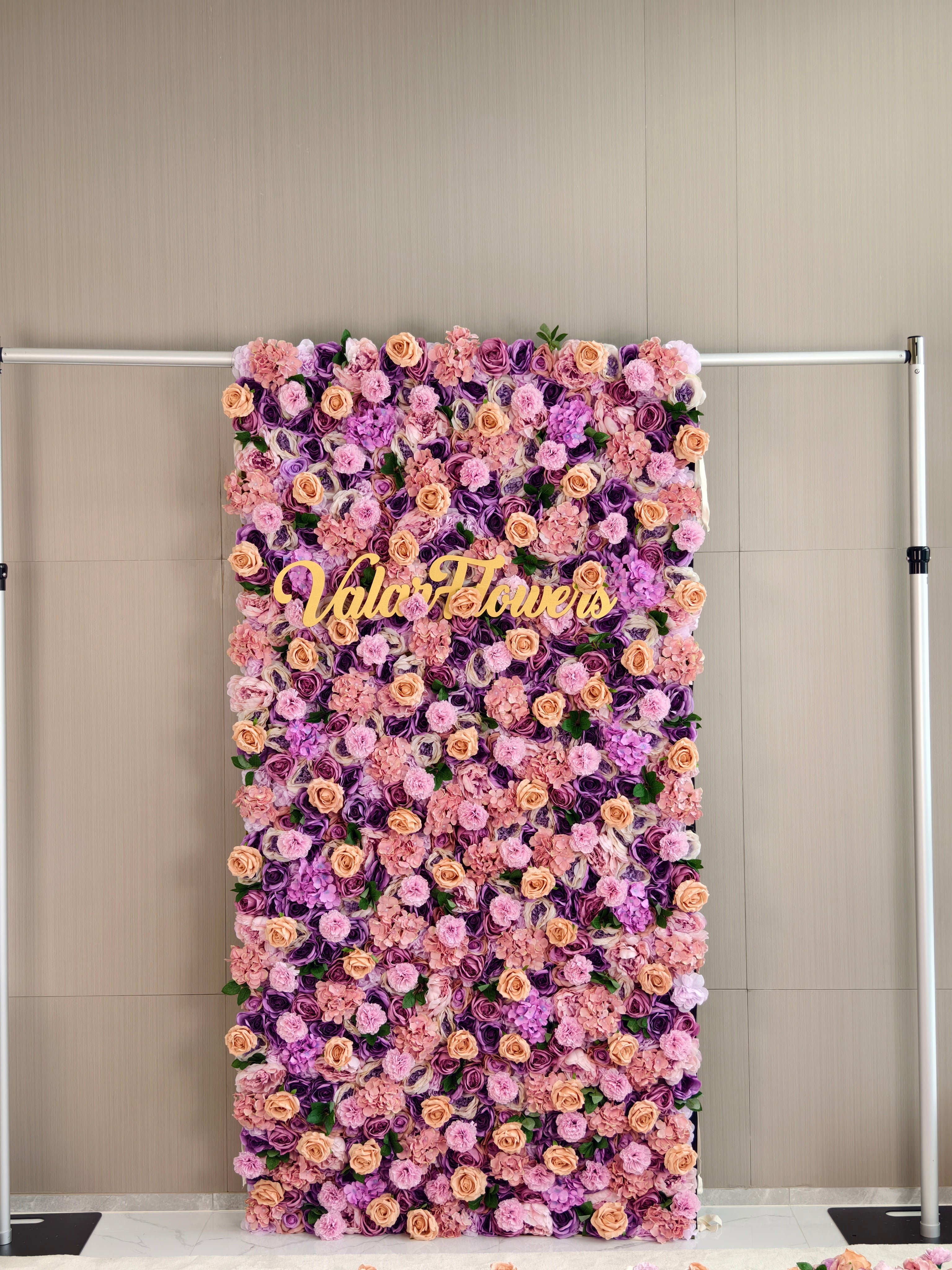 ValarFlowers Artificial Floral Wall Backdrop: Lavish Lavender Lushness - The Radiance of Rosy Romance