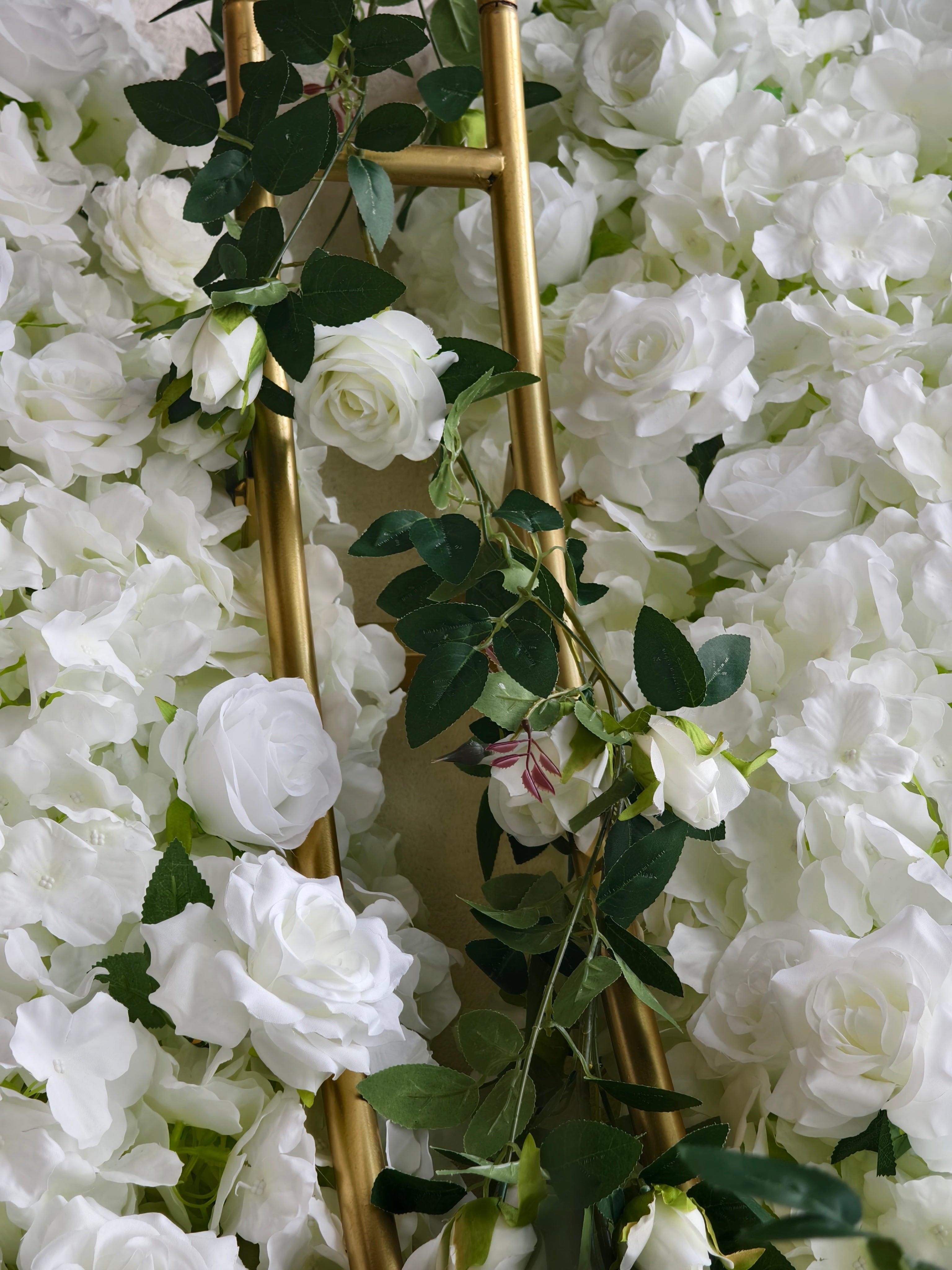 Double Ring Metal Wedding Arch Gold & White Customizable, Extra Stable