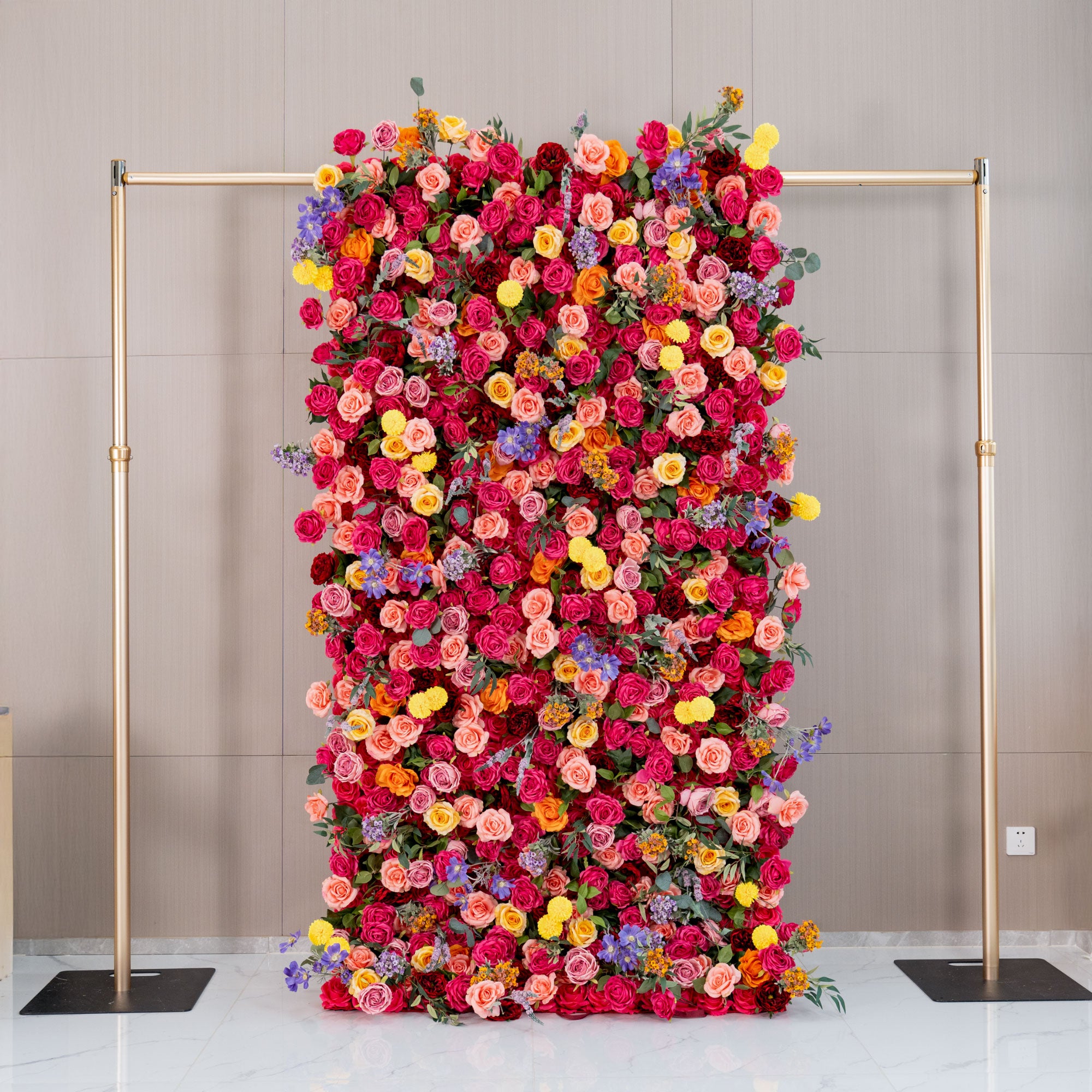 Luxury Artificial Flower Wall Backdrop – Handmade Silk Rose & Floral Panel for Wedding, Event & Party Decorations-VF-806-10