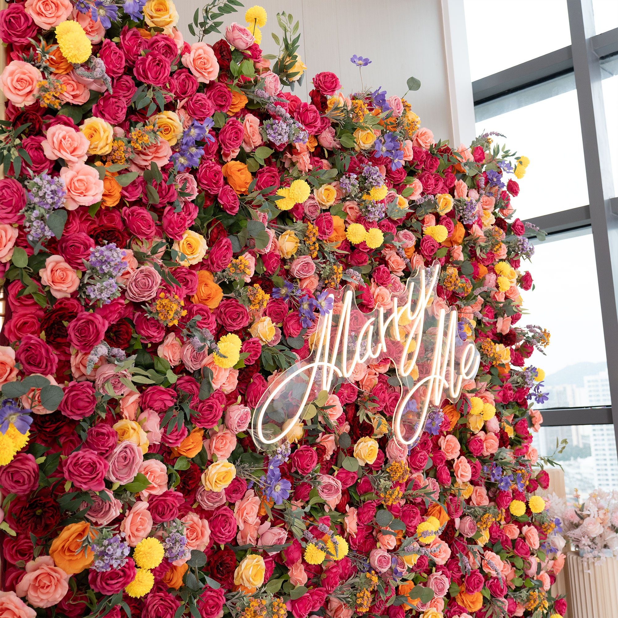 Luxury Artificial Flower Wall Backdrop – Handmade Silk Rose & Floral Panel for Wedding, Event & Party Decorations-VF-806-5