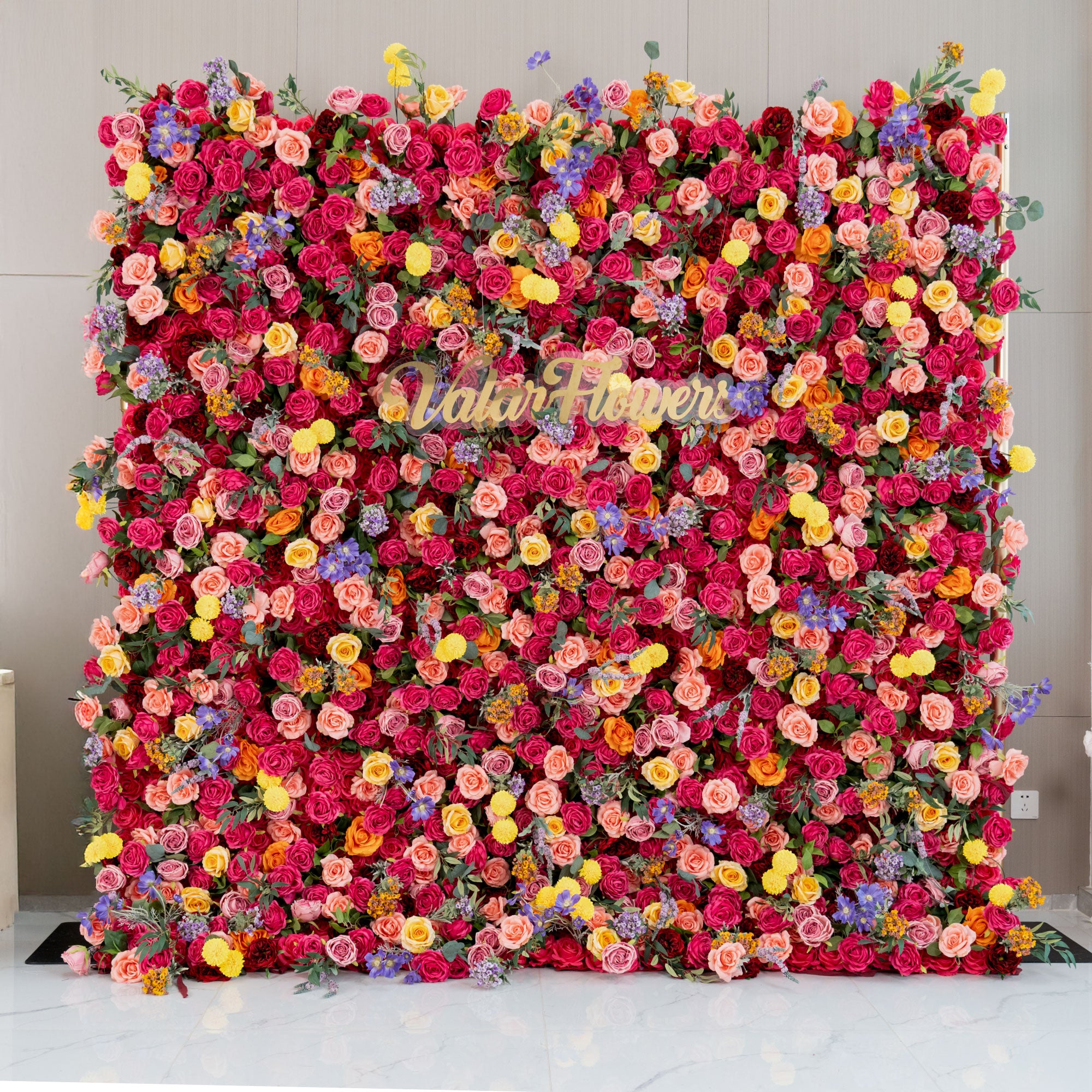 Luxury Artificial Flower Wall Backdrop – Handmade Silk Rose & Floral Panel for Wedding, Event & Party Decorations-VF-806-1