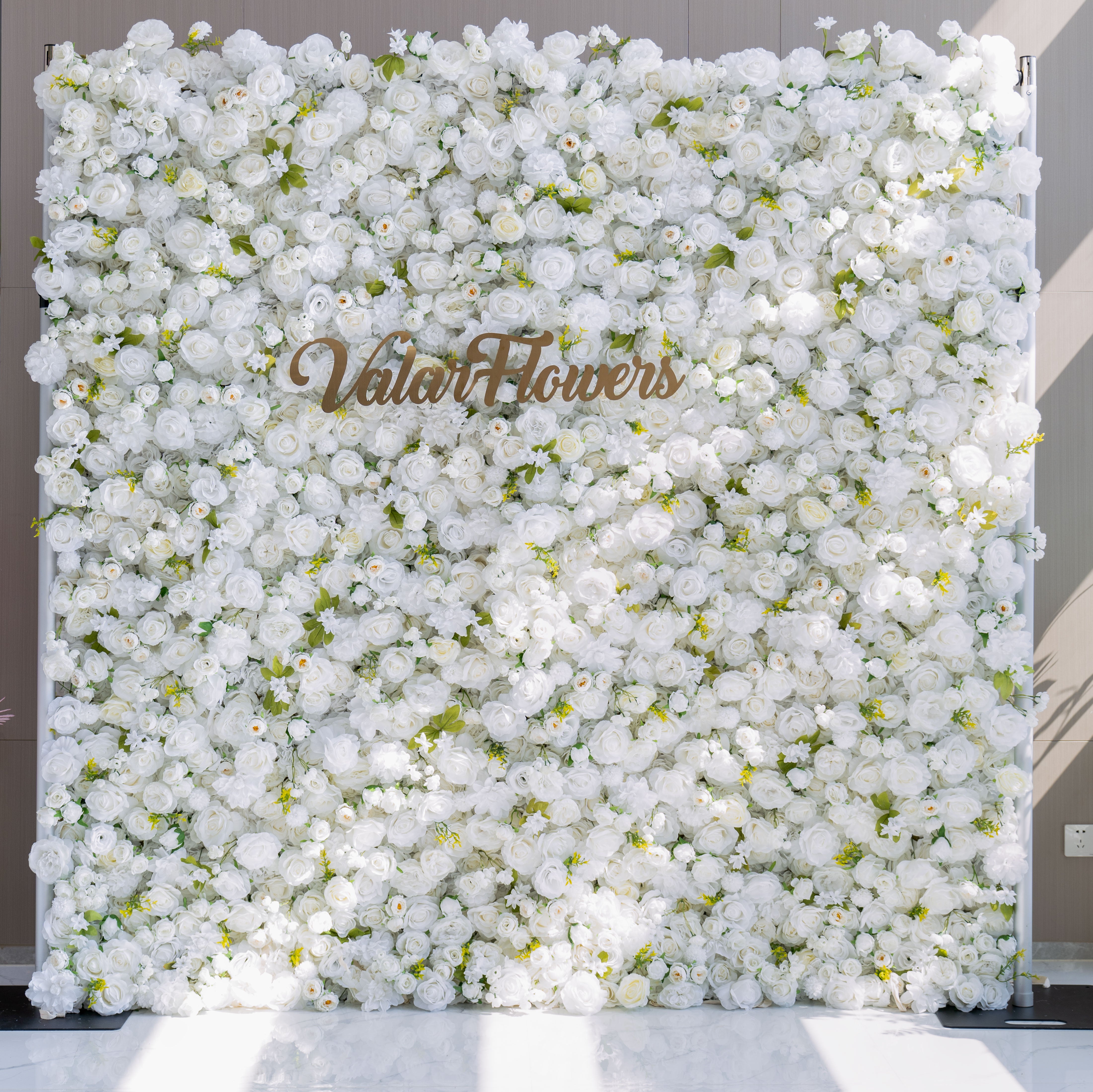 Pure White 5D Silk Rose Flower Wall | Elegant Backdrop for Weddings, Events and Photoshoots VF-342-1