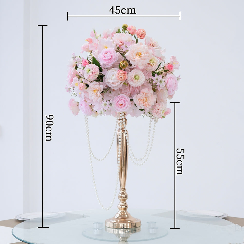 Valar Flower Luxury Tall Artificial Flower Centerpieces with Gold Stand for Wedding Reception, Banquet & Event Decor TF-117