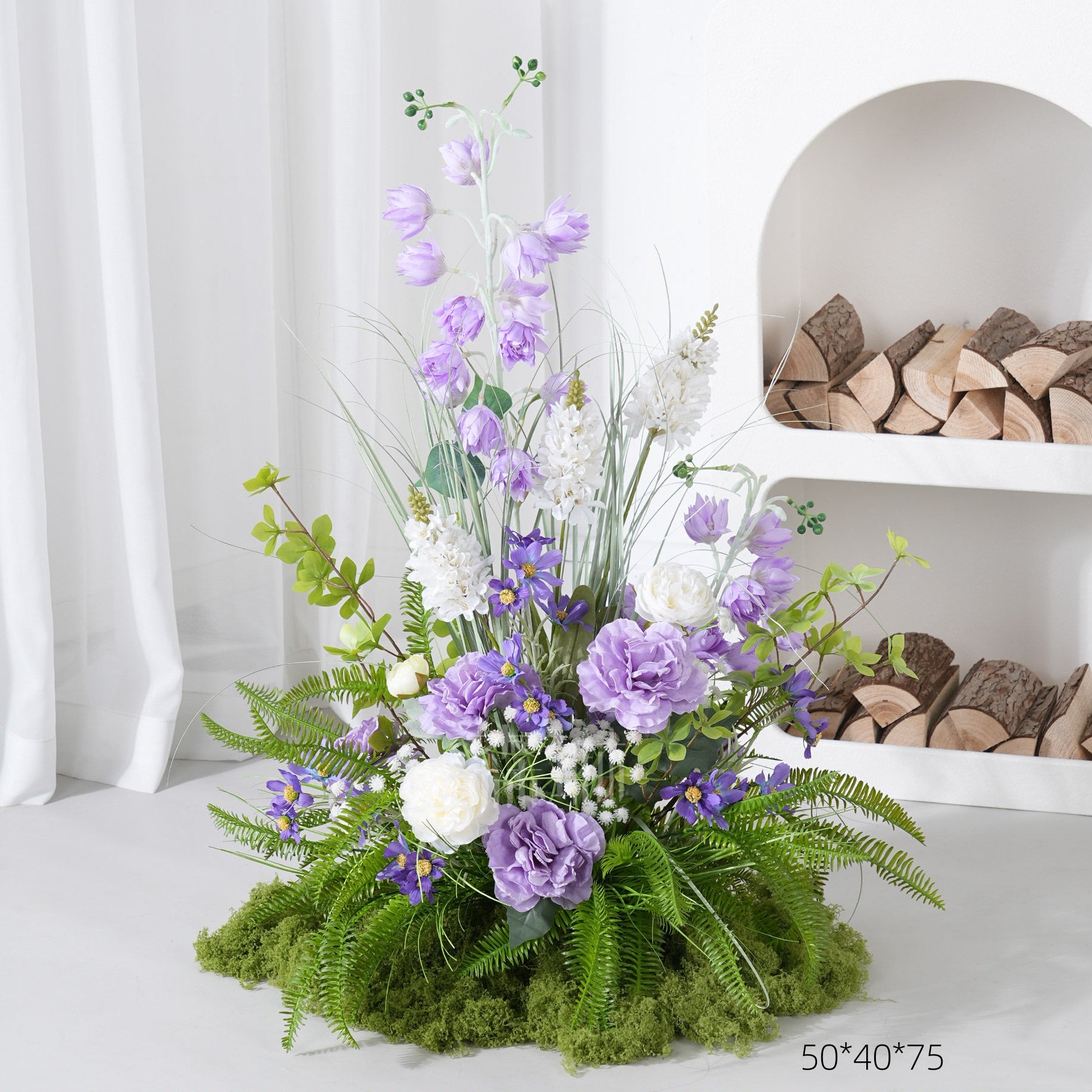 Configuración de flores artificiales inspiradas en la primavera – Conjunto de flores artificiales azules y amarillas para eventos FA-264