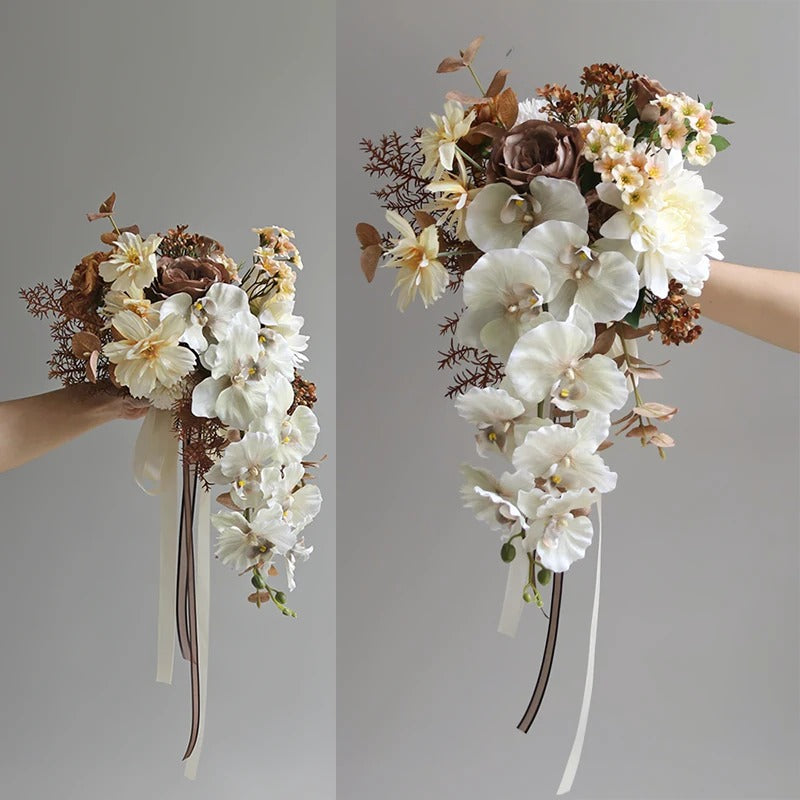 Elegantes Blumenstrauß-Arrangement mit Herbstmotiv | Luxuriöse Kunstblumen für Hochzeiten und Inneneinrichtung VB-113 (ohne Vase)