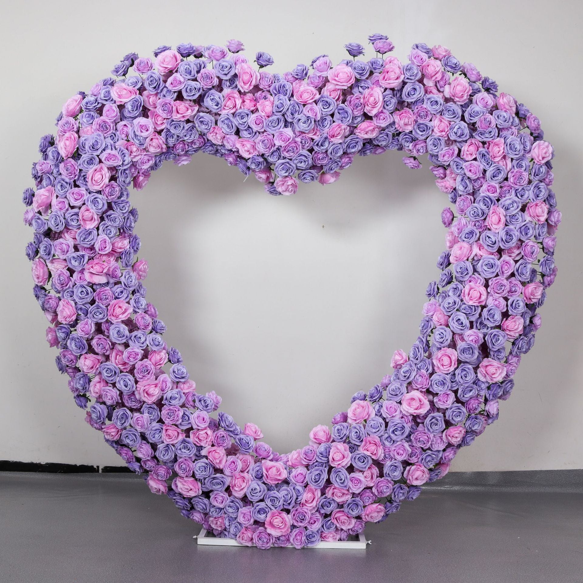 Purple & Pink Faux Rose Heart Arch – Wedding Ceremony Decoration and Photo Backdrop Display HA-404