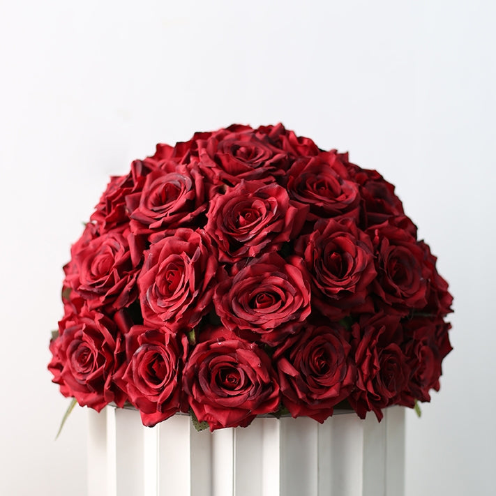 Centro de mesa de rosa artificial en forma de bola floral pura para bodas, decoración de eventos y estilismo de lugares FA-227