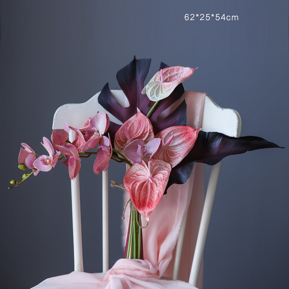 Elegant Faux Floral Table Arrangement | Modern Artificial Flower Centerpiece for Home & Office Decor VB-214 (Without Vase)