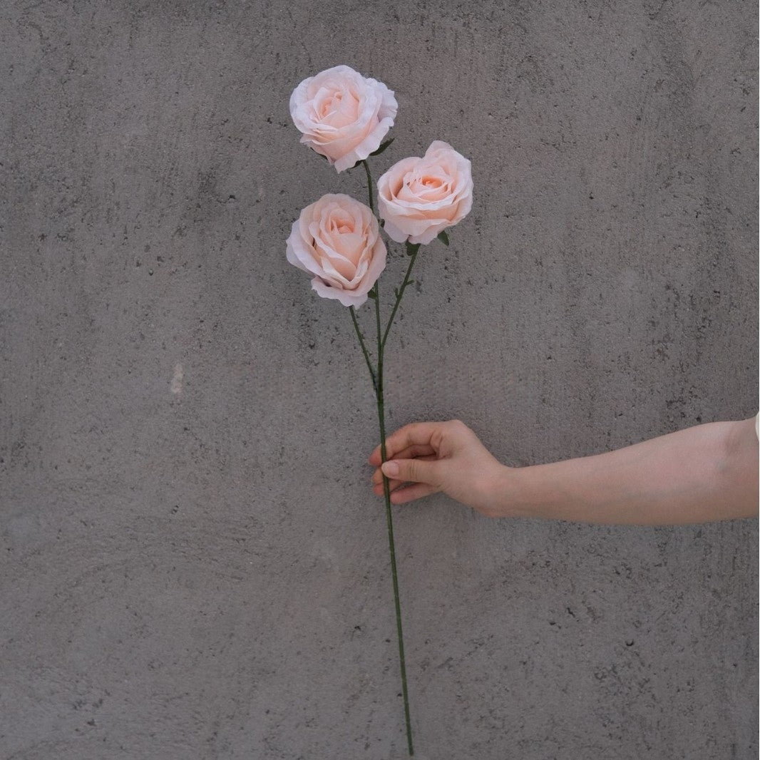 Champagne Rose Faux Flower Stem | Elegant Single Bloom for Home Decor FS-1015A