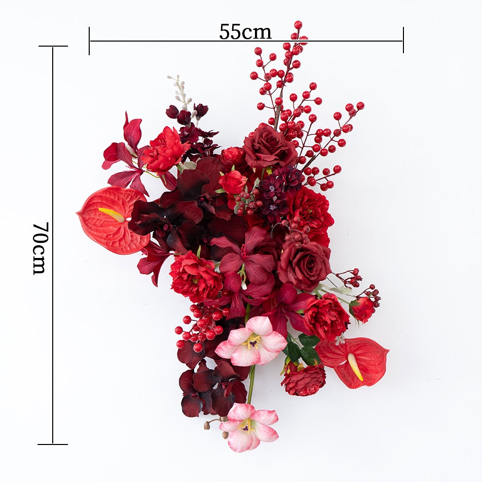 Valar Flower Luxury Red Artificial Flower Arrangement Set for Wedding Decor, Event Backdrop & Celebration Centerpieces FA-304