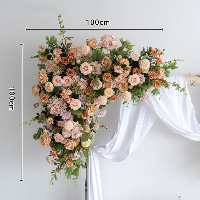 Champagne Beige Artificial Flower Arch – Romantic Wedding Backdrop for Outdoor or Indoor Ceremonies FA-249