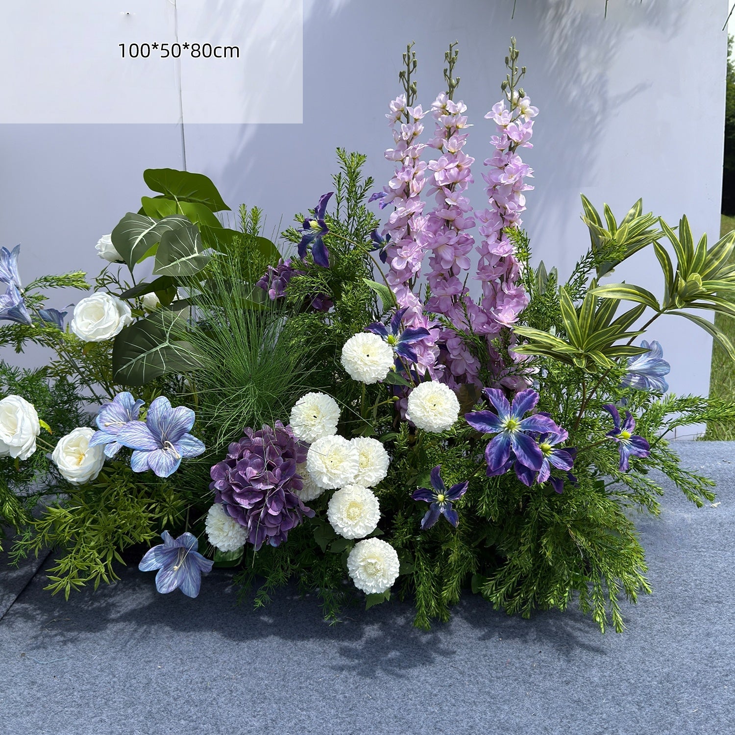 Valar Flower Enchanted Woodland Purple Clematis Aisle Floral Runner — Artificial Wedding Ceremony & Pathway Decor WF-112