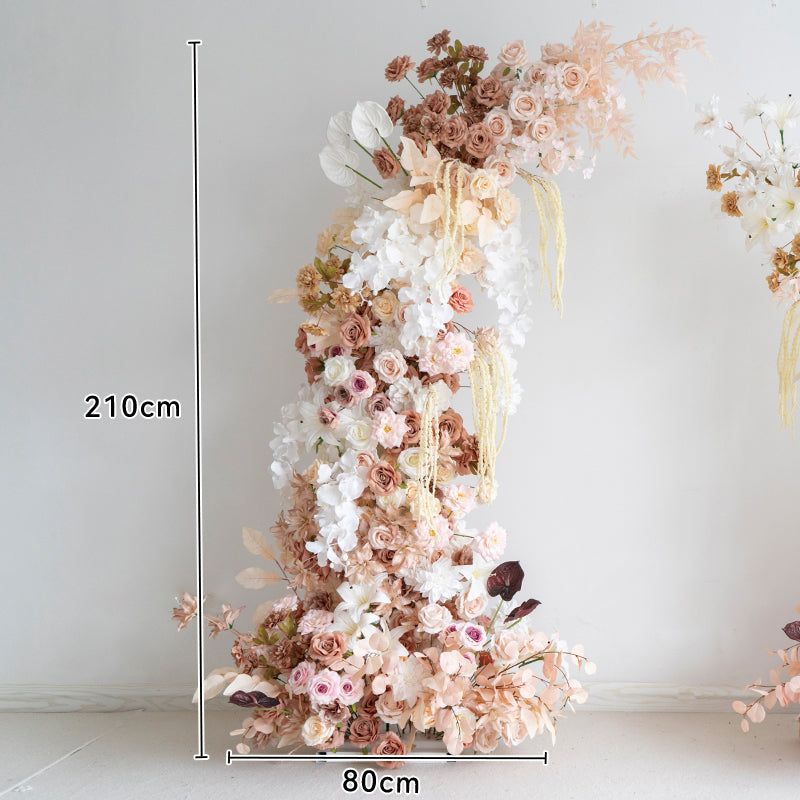 Arche florale élégante en forme de lune pour cérémonie de mariage - Arche de fleurs artificielles pour mariages, événements et occasions spéciales