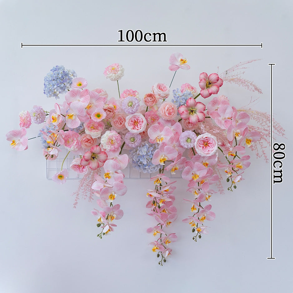 Pfirsich-weißes Kunstblumenarrangement – Romantisches Event-Tisch- und Schild-Styling-Set FA-263