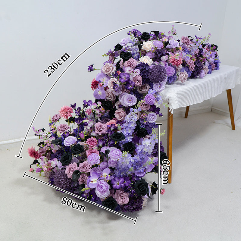 Camino de mesa floral en púrpura y lavanda para bodas, arreglo de flores artificiales, decoración para recepción y exhibición de eventos FA-225