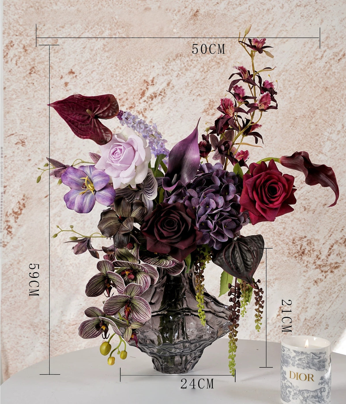 Arreglo de Ramo Floral con Tema Elegante de Otoño | Flores Artificiales de Lujo para Boda y Decoración Interior del Hogar VB-113 (Sin Jarrón)