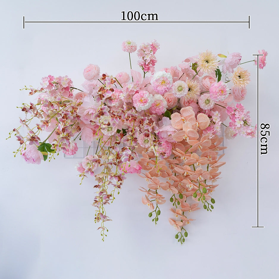 Pfirsich-weißes Kunstblumenarrangement – Romantisches Event-Tisch- und Schild-Styling-Set FA-263