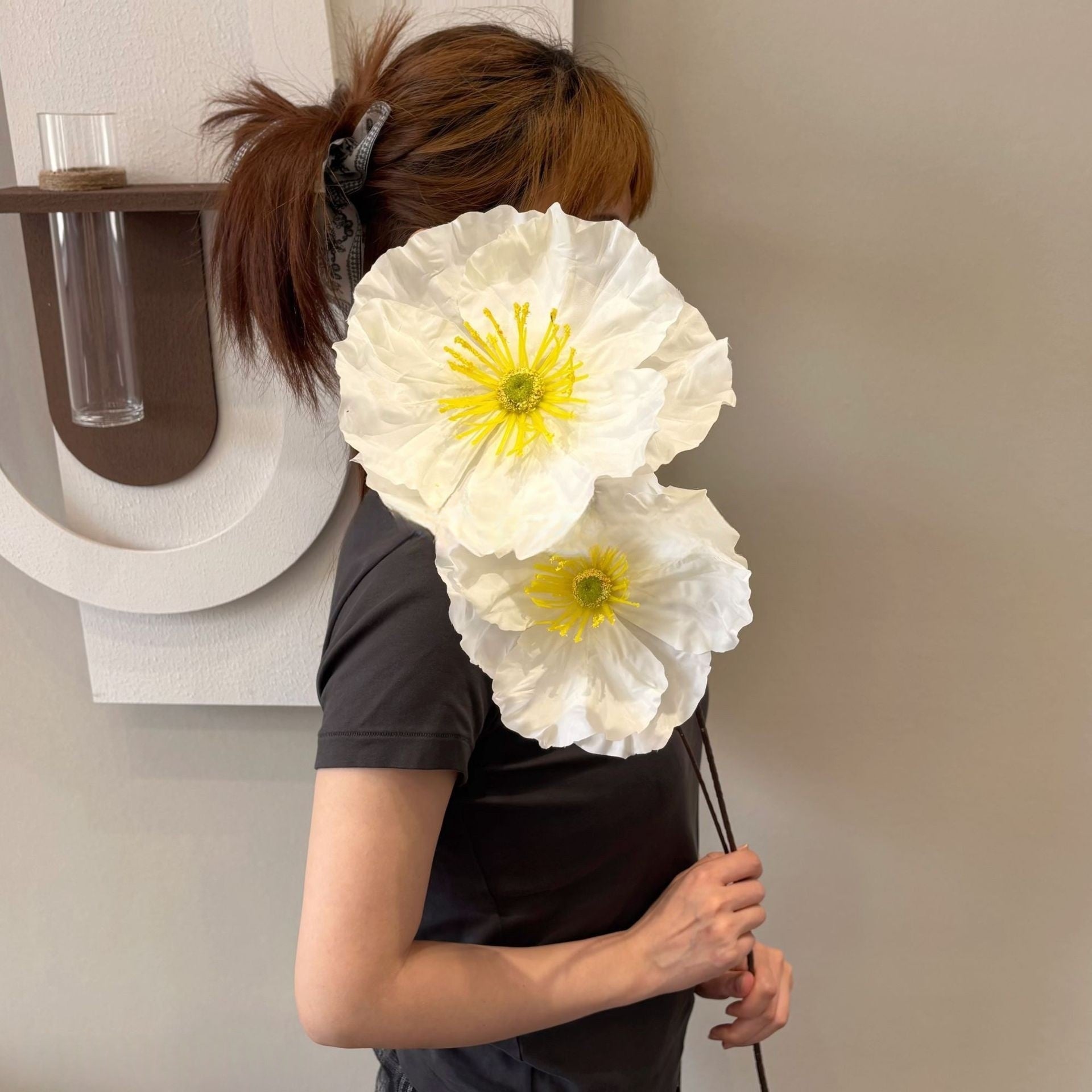 2 Head Artificial Poppy Flower Stem – Faux Icelandic Poppy for Home Decor & Floral Styling FS-1021