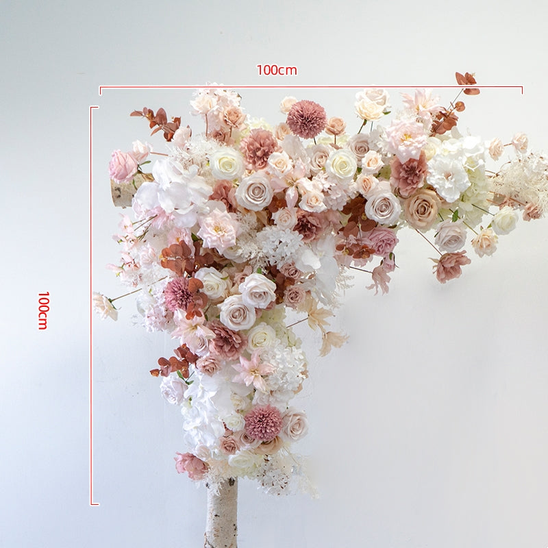 Boho Neutral Faux Flower Arch – Elegant Pink & Ivory Wedding Backdrop FA-260