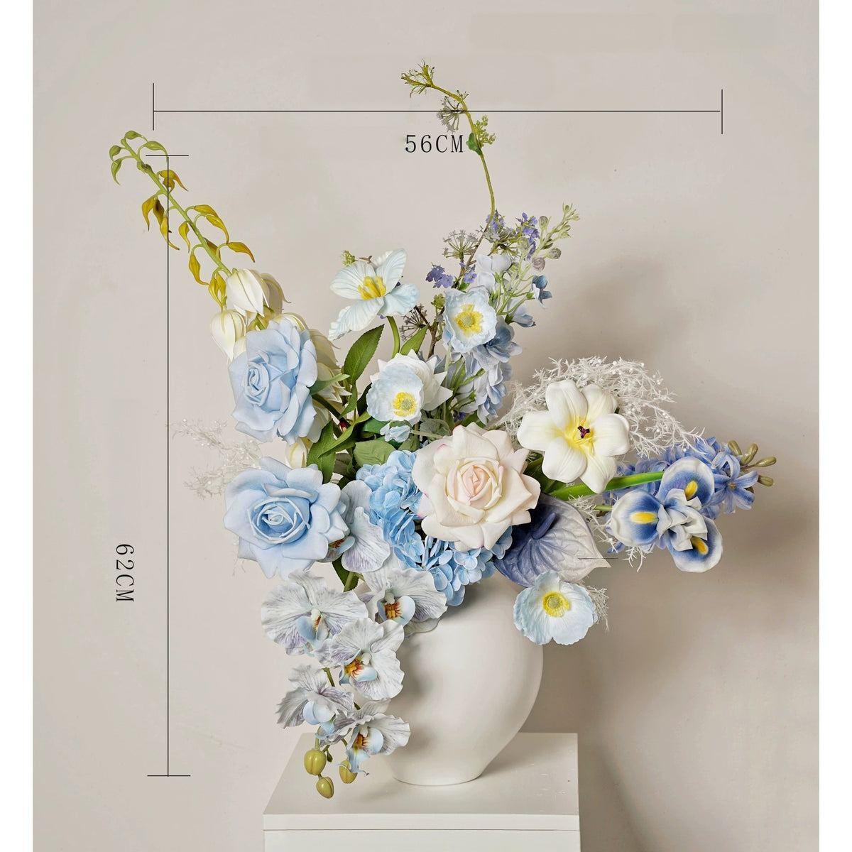 ValarFlower Dusty Blue Artificial Flower Arrangement, Elegant Orchid Rose Floral Decor for Wedding and Home VB-291