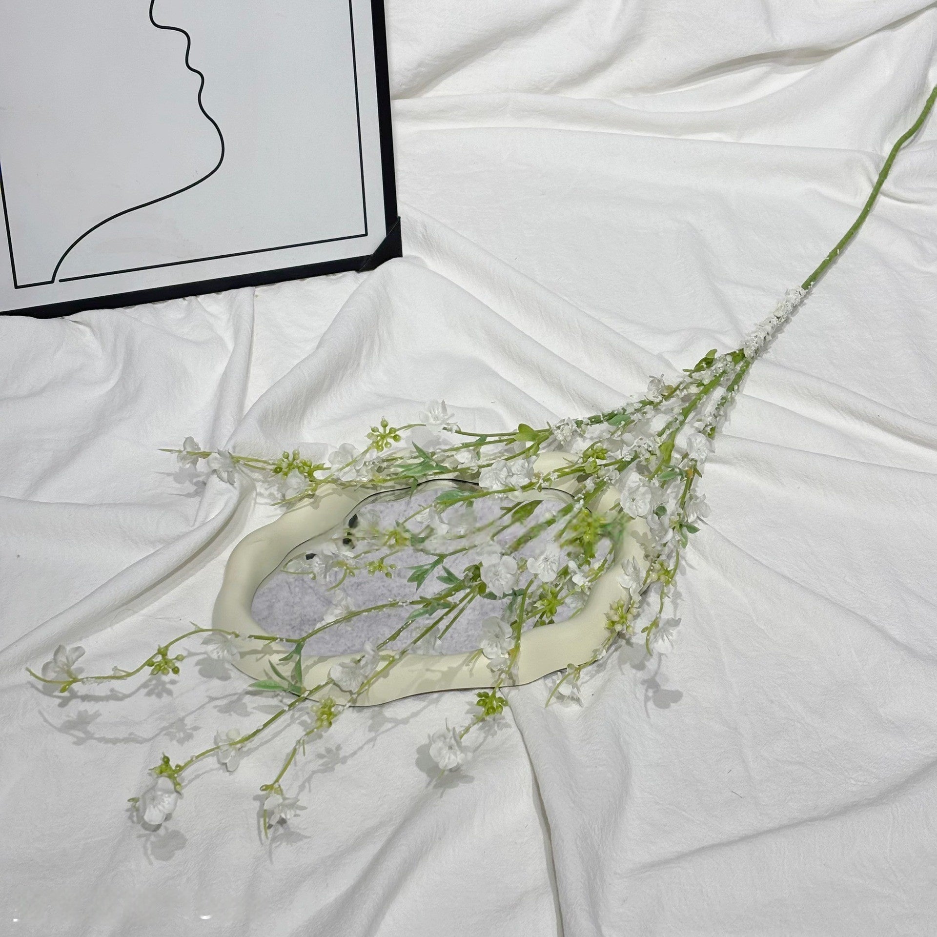 Faux Mini Blossom Willow Stem – Whimsical Snowy Bloom for Floral Arrangements FS-1051