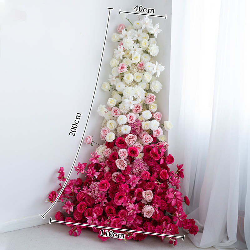 Cascada Floral en Degradado Rosa y Blanco, Arreglo de Flores Artificiales para Fondo de Boda o Decoración de Evento FA-236