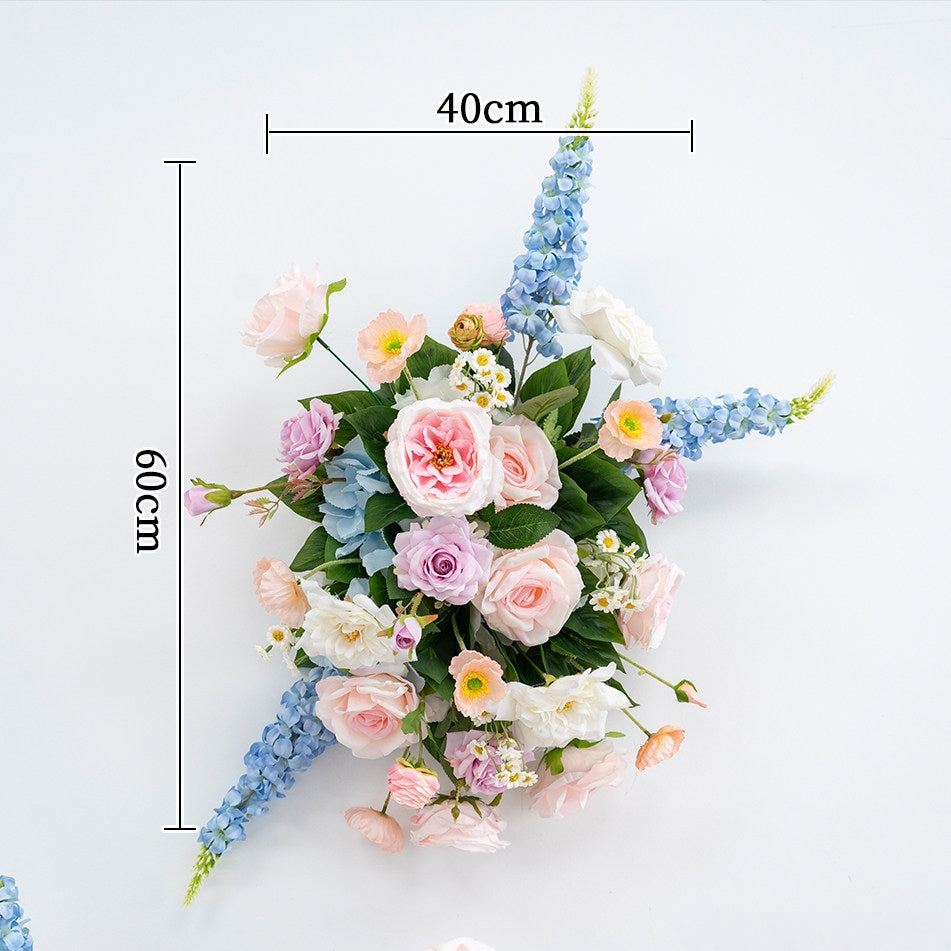 ValarFlower Pink Blue Artificial Floral Wedding Arrangement Set, Faux Flower Decor for Ceremony Aisle, Welcome Area, Outdoor Wedding & Party Event FA-352