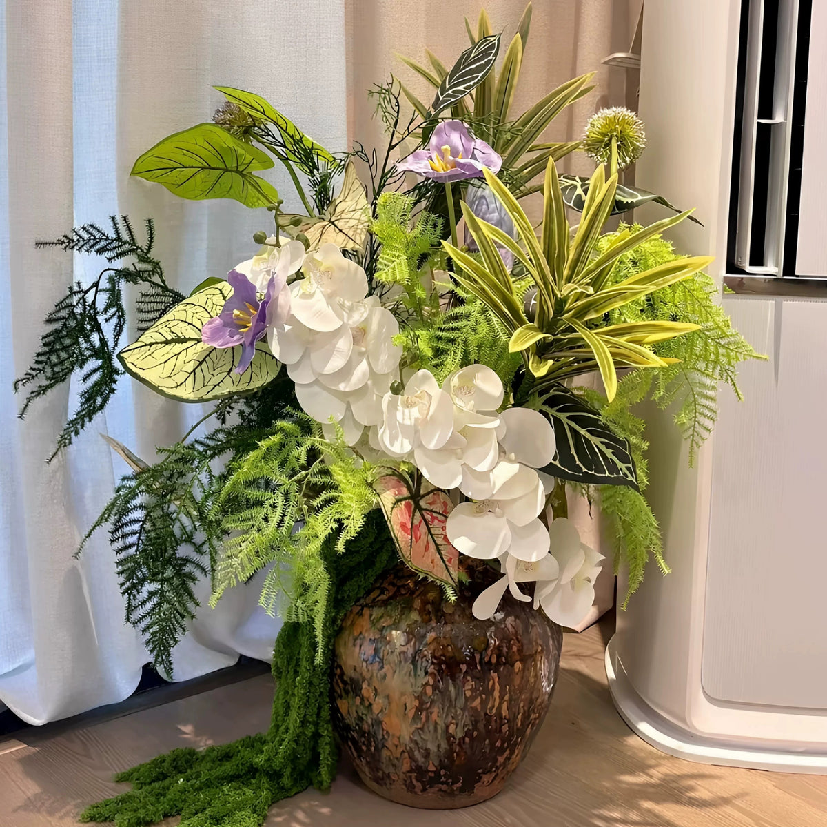 ValarFlower White Green Artificial Floral Bouquet, Fresh Garden Style Flower Arrangement for Wedding and Home Decor VB-277