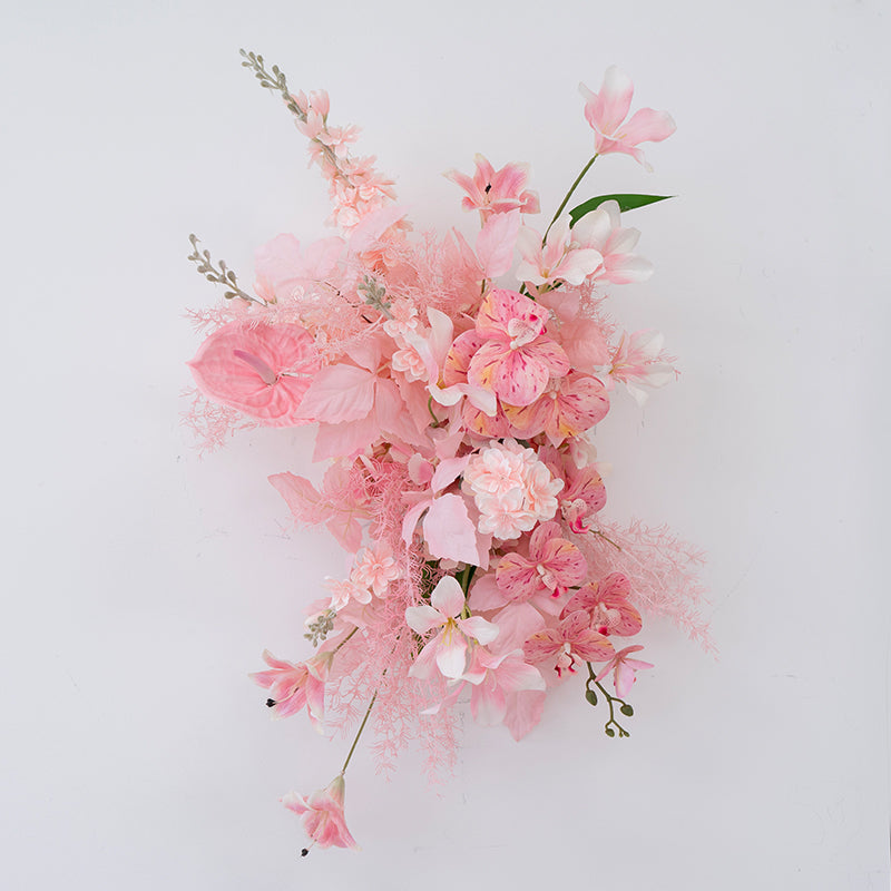 Pfirsich-weißes Kunstblumenarrangement – Romantisches Event-Tisch- und Schild-Styling-Set FA-263