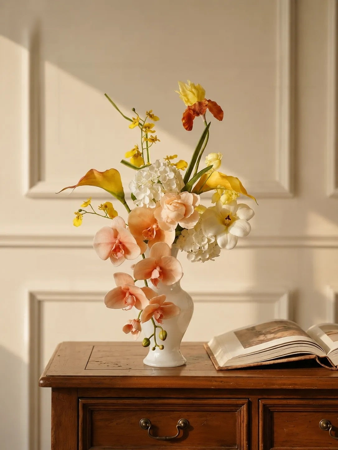 Elegantes Blumenstrauß-Arrangement mit Herbstmotiv | Luxuriöse Kunstblumen für Hochzeiten und Inneneinrichtung VB-113 (ohne Vase)