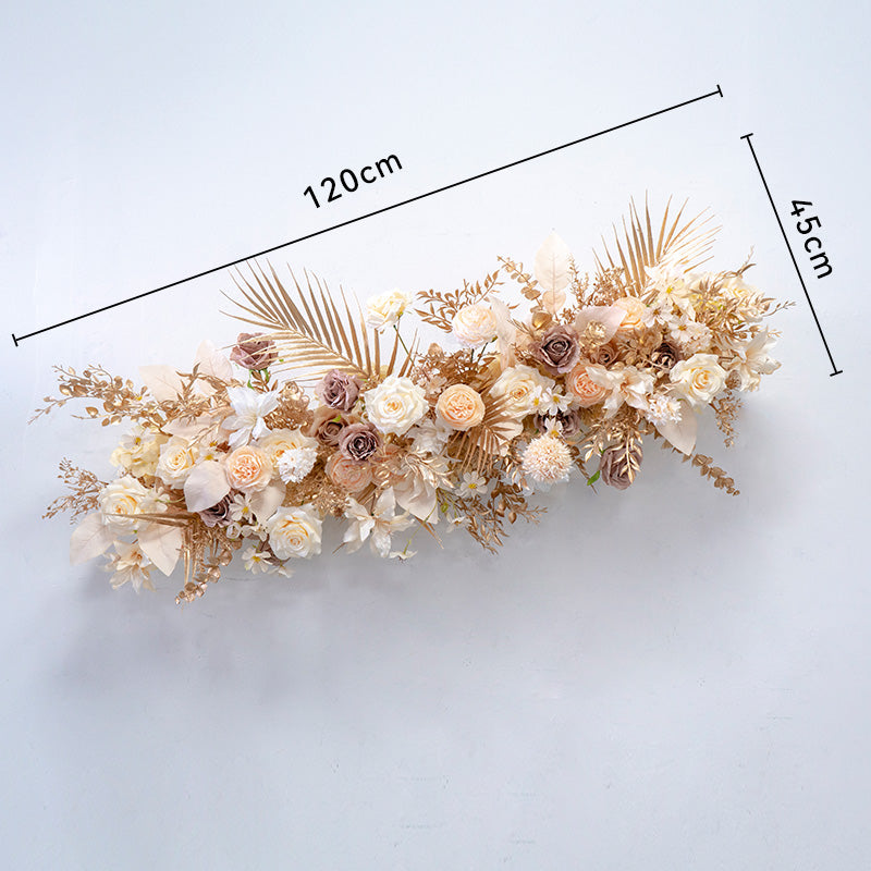 Champagne Beige and Gold Artificial Flower Set – Boho Chic Floral Installation for Weddings & Showers FA-258
