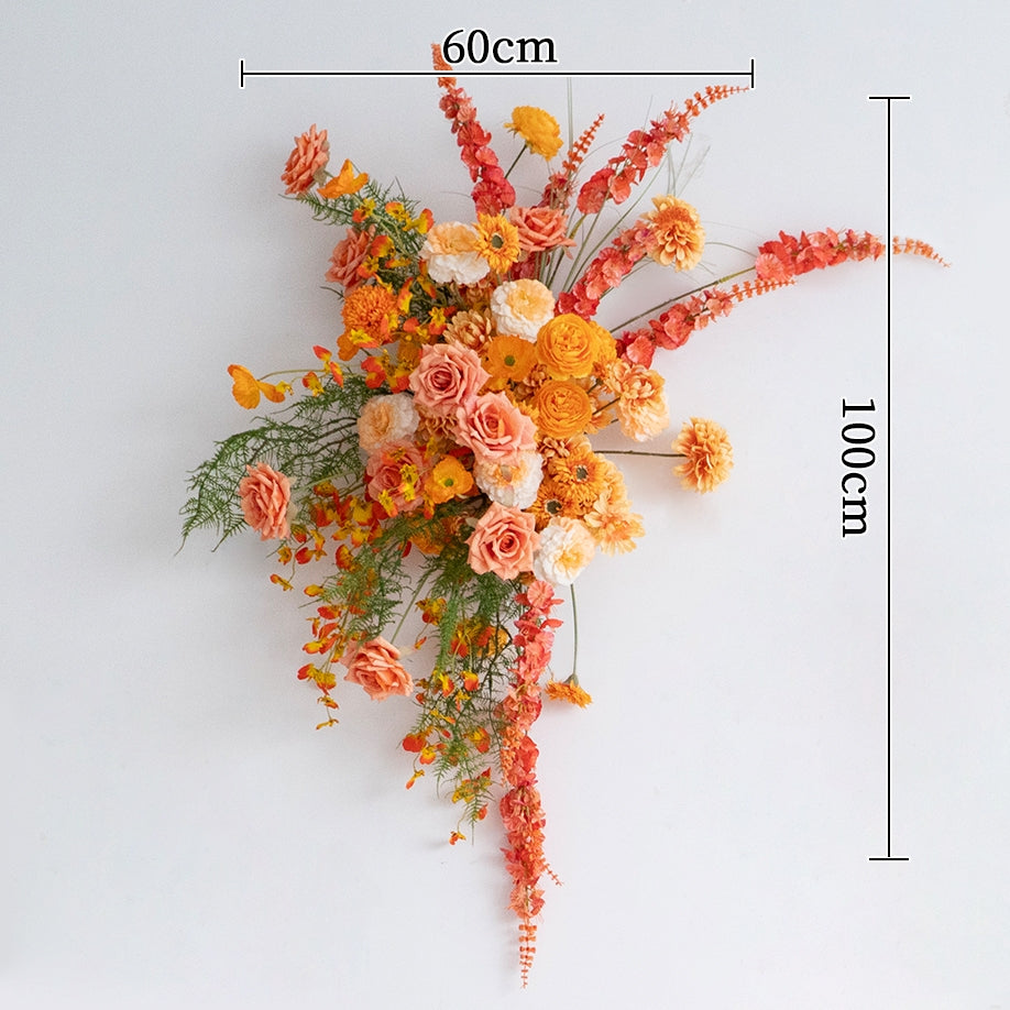 Sunset Orange Artificial Flower Display Set – Wedding or Event Welcome Area Decoration FA-245