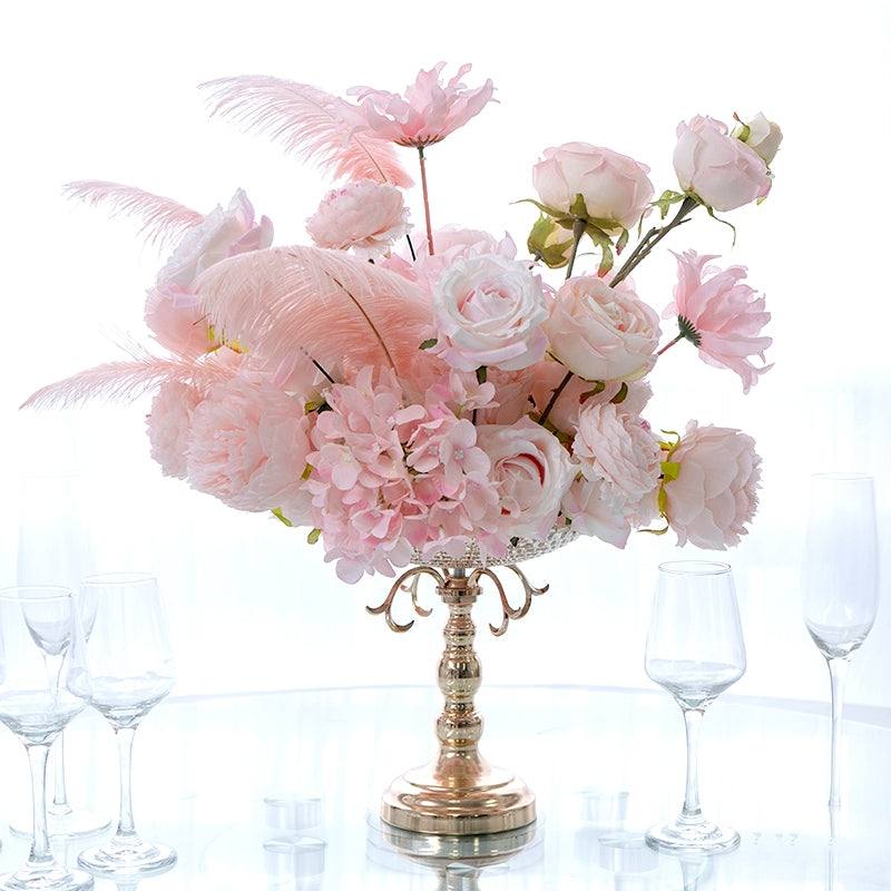 Elegant Floral Ball Table Centerpiece for Weddings and Events With Feathers TF-104