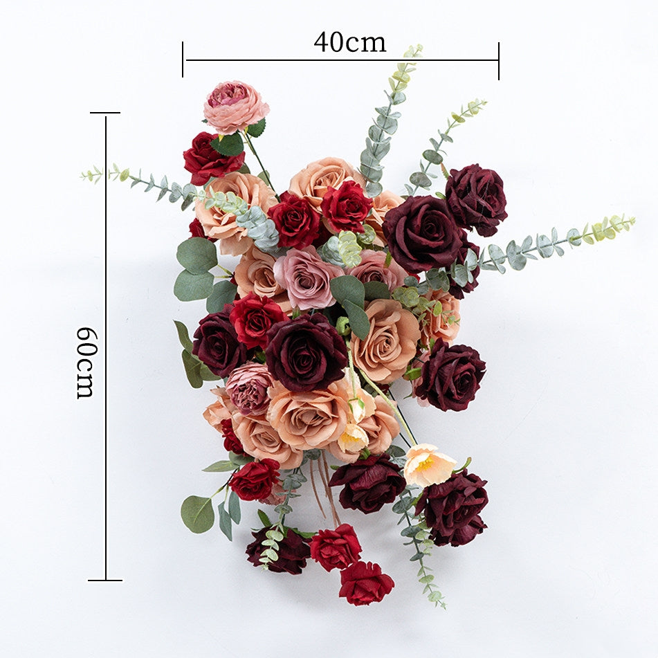 Valar Flower Luxury Burgundy Champagne Faux Rose Arrangements for Wedding & Event Styling FA-317
