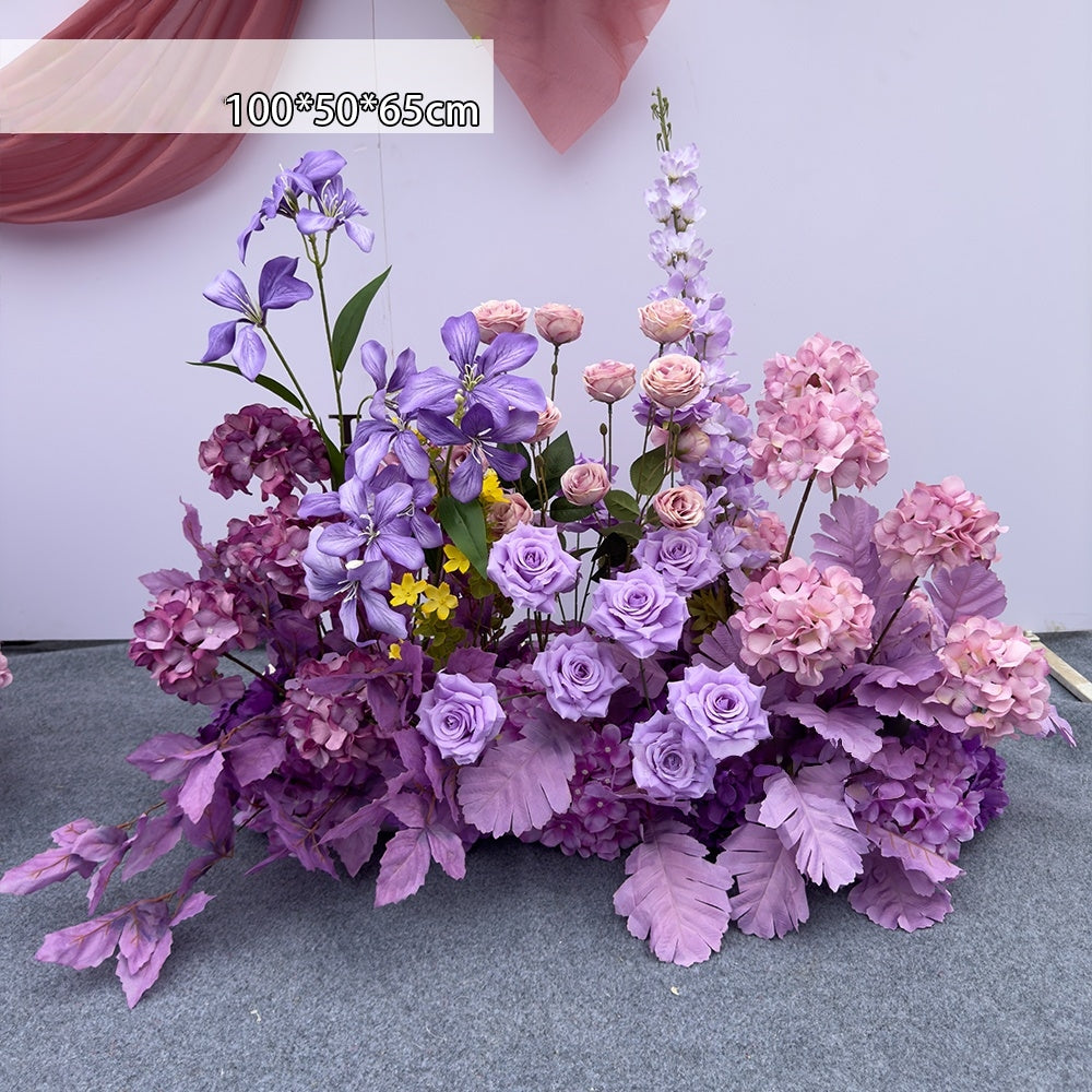 Valar Flower Rose Purple Wedding Aisle Floral Runner — Artificial Ceremony Flowers & Decorative Arrangements WF-114