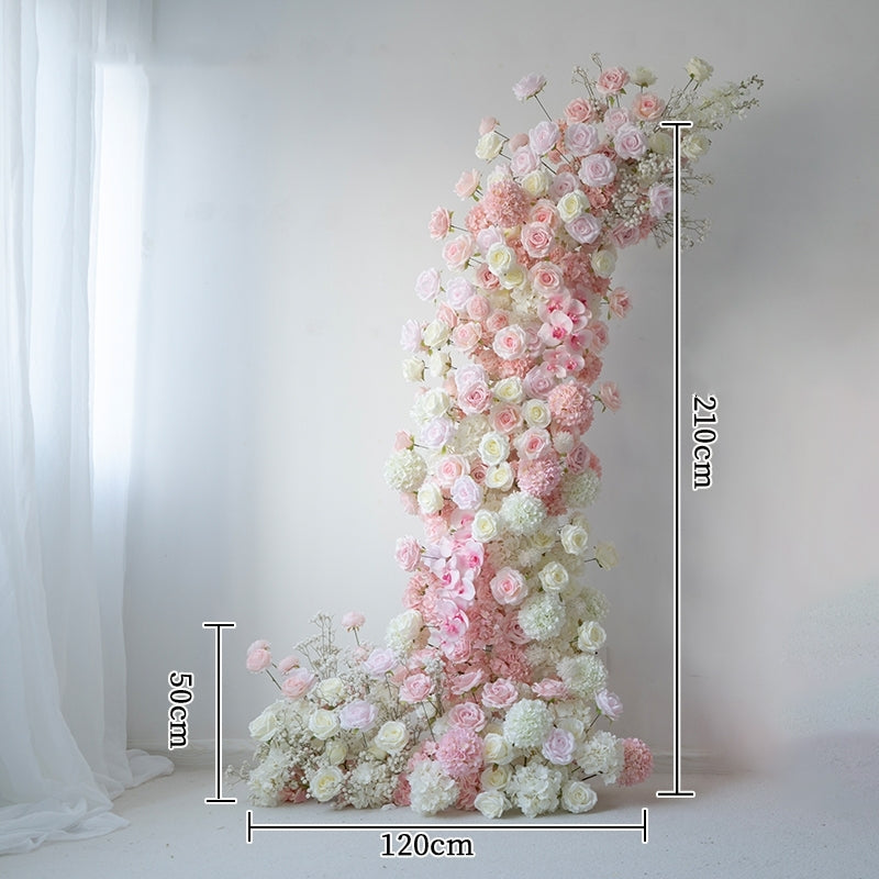 Arche florale élégante en forme de lune pour cérémonie de mariage - Arche de fleurs artificielles pour mariages, événements et occasions spéciales