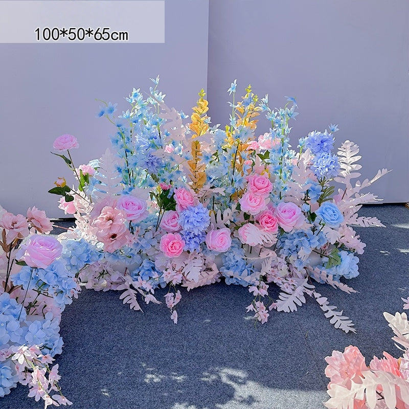 Valar Flower Pastel Pink and Blue Artificial Flower Aisle Arrangement for Wedding Ceremony Decor WF-102