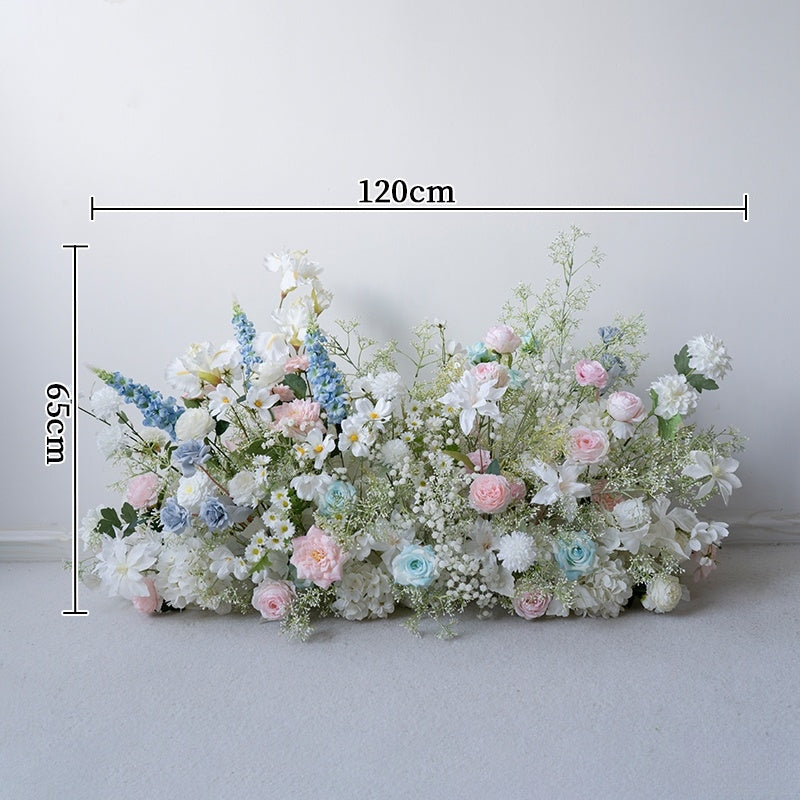 Configuración de flores artificiales inspiradas en la primavera – Conjunto de flores artificiales azules y amarillas para eventos FA-264