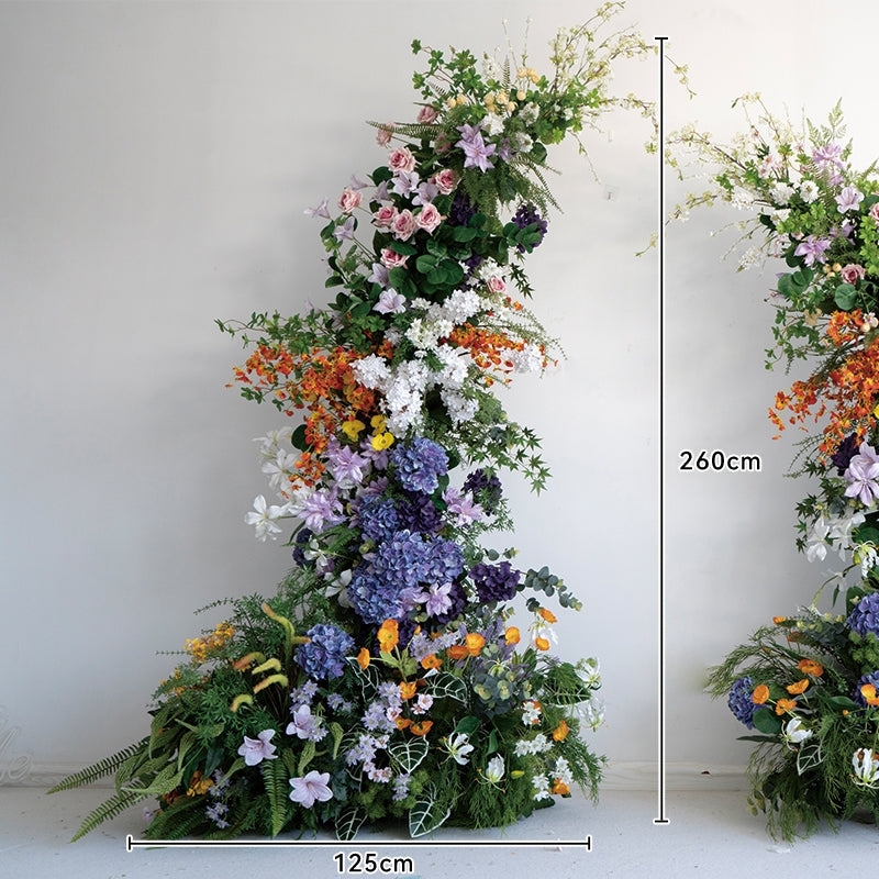 エレガントな月形ウェディングセレモニーフローラルホーンアーチ - 結婚式、イベント、特別な occasion のための人工花アーチ VA-314