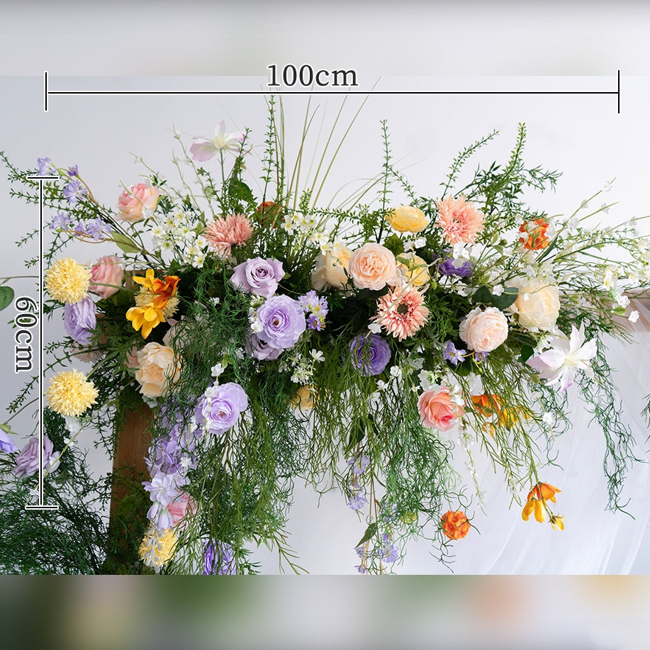 Pfirsich- und weiße Rosen-Hochzeitsbogen und -Mittelstücke, künstliche Blumen-Hochzeitsdekoration, Brautparty-Dekor FA-203