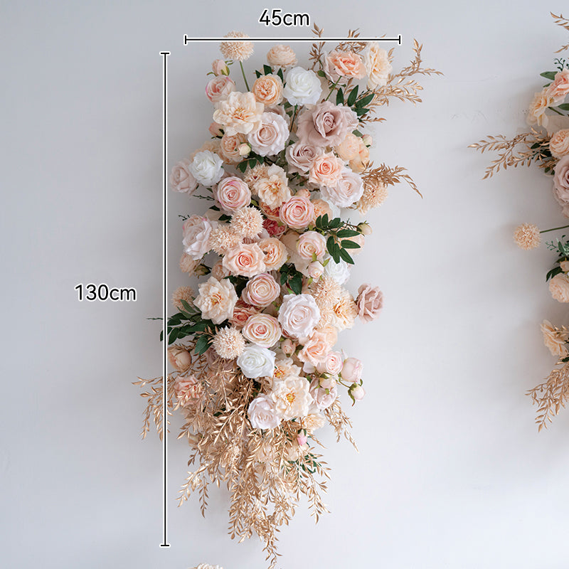 Champagne Gold Artificial Flower Set – Elegant Faux Floral Decor for Wedding Welcome Area and Photo Backdrop FA-252