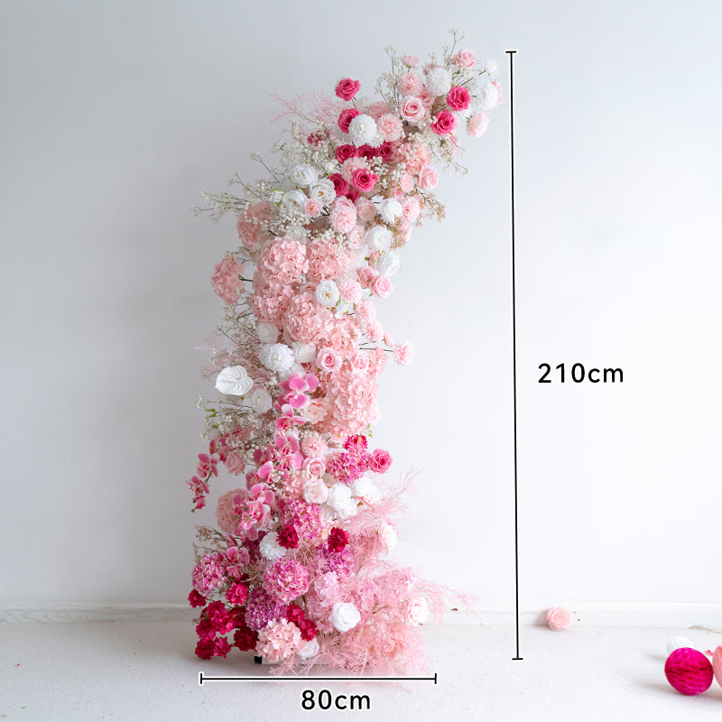 Valar Ombre Pink Horn Arch, Artificial Floral Backdrop, Romantic Proposal & Wedding Ceremony Decor, Elegant Event Photography Prop VA-342